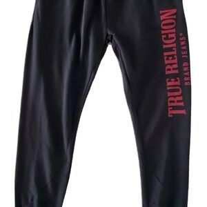 True Religion Black Pants with Red Branding